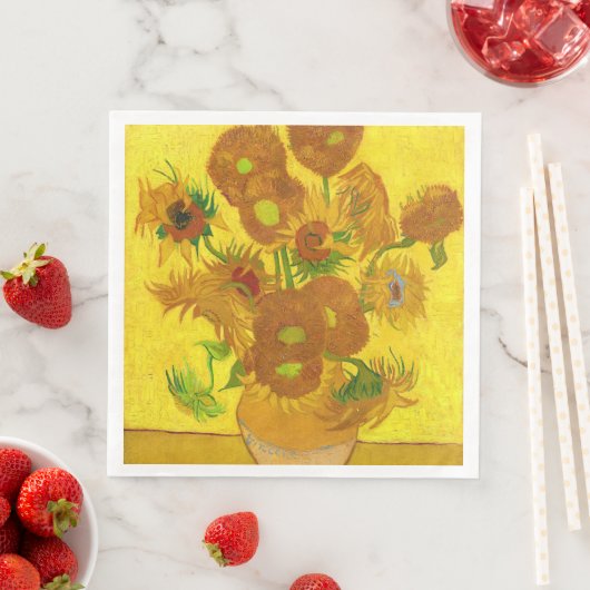 Serviette En Papier Van Gogh Quinze Tournesols Dans Un Vase Art (En situation)