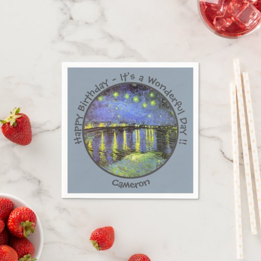 Serviette En Papier van Gogh Starry Night Over the Rhone Party Objets (En situation)