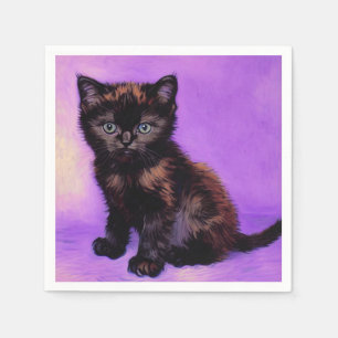 Serviette En Papier Van Gogh Style Chat pourpre