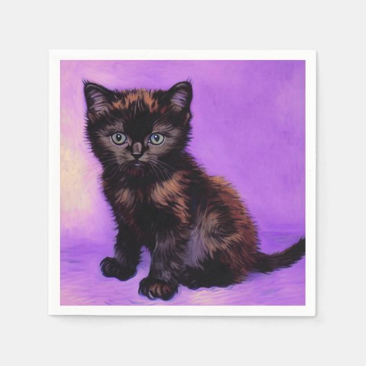 Serviette En Papier Van Gogh Style Chat pourpre (Devant)