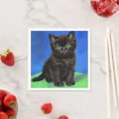 Serviette En Papier Van Gogh Style Kitten noir (En situation)