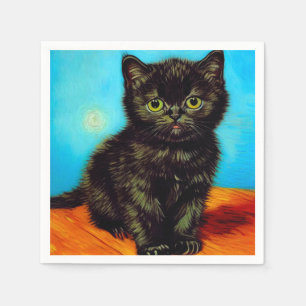 Serviette En Papier Van Gogh Style Pouting Kitten