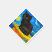 Serviette En Papier Van Gogh Style Starry Night Cat (Coin)
