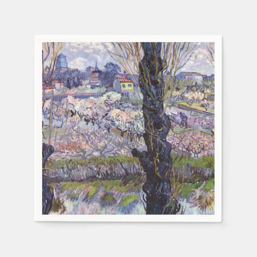 Serviette En Papier Van Gogh Vue Arles Jardin Fleuri (Devant)