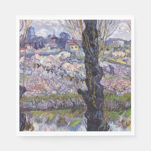 Serviette En Papier Van Gogh Vue Arles Jardin Fleuri (Devant)