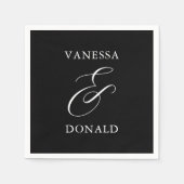 Serviette En Papier Vanessa Black Mariage moderne (Devant)