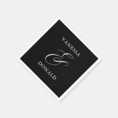 Serviette En Papier Vanessa Black Mariage moderne (Coin)