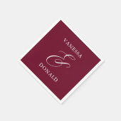 Serviette En Papier Vanessa Burgundy Mariage moderne (Coin)