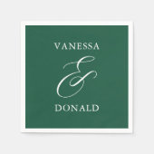 Serviette En Papier Vanessa Emerald Green Mariage moderne (Devant)