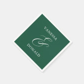 Serviette En Papier Vanessa Emerald Green Mariage moderne (Coin)