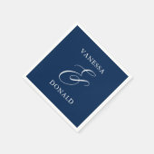 Serviette En Papier Vanessa Navy Blue Mariage moderne (Coin)
