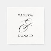 Serviette En Papier Vanessa Noir et Blanc Mariage moderne (Devant)
