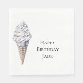 Serviette En Papier Vanilla Argent Confetti Ice Cream Cone Anniversair (Devant)