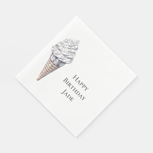 Serviette En Papier Vanilla Argent Confetti Ice Cream Cone Anniversair (Coin)