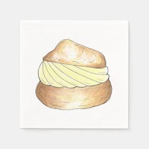 Serviette En Papier Vanilla Cream Puff Pâtisserie française Dessert de