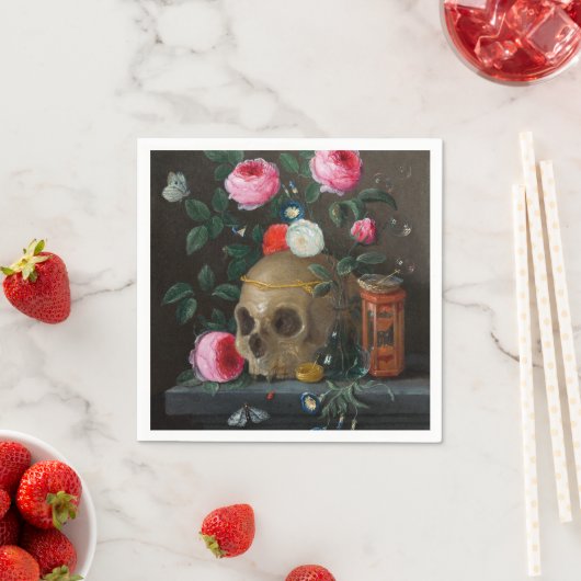 Serviette En Papier Vannerie du crâne Vie morte Jan van Kessel (En situation)