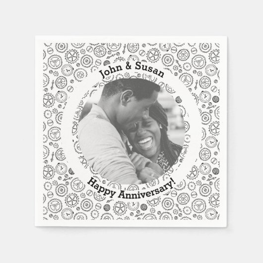 Serviette En Papier Vapeur Victorian Steampunk White & Black Gears Clo (Devant)