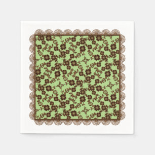 Serviette En Papier Vaporisateur Floral, NAPKINES DE PAPIER VERT-BROWN