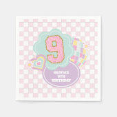 Serviette En Papier Varsity élégant pastel patch 9e anniversaire (Devant)