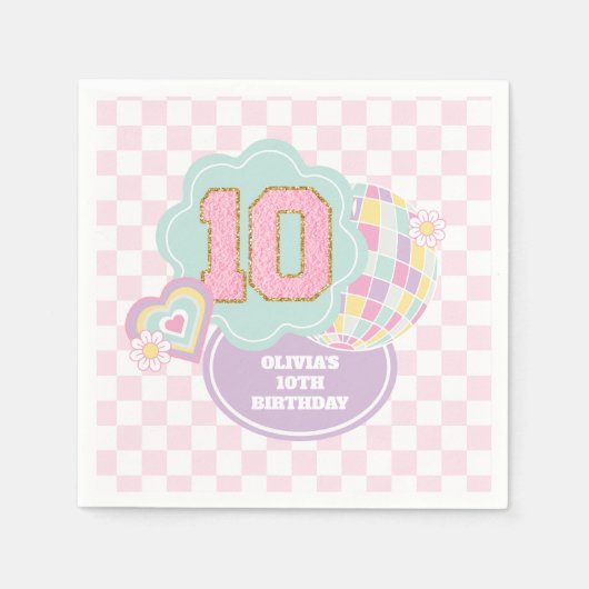 Serviette En Papier Varsity pastel patch 10e Anniversaire (Devant)