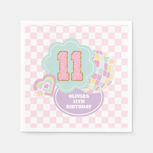 Serviette En Papier Varsity pastel patch 11e anniversaire (Devant)