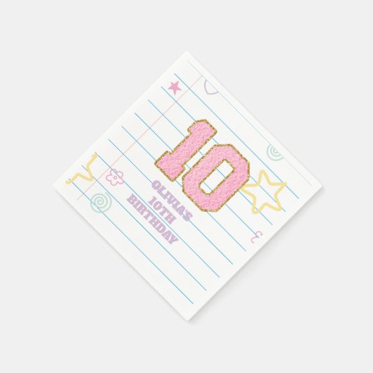 Serviette En Papier Varsity pastel patch carnet 10e anniversaire (Coin)