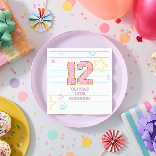 Serviette En Papier Varsity pastel patch carnet 12e anniversaire