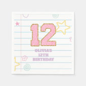 Serviette En Papier Varsity pastel patch carnet 12e anniversaire (Devant)