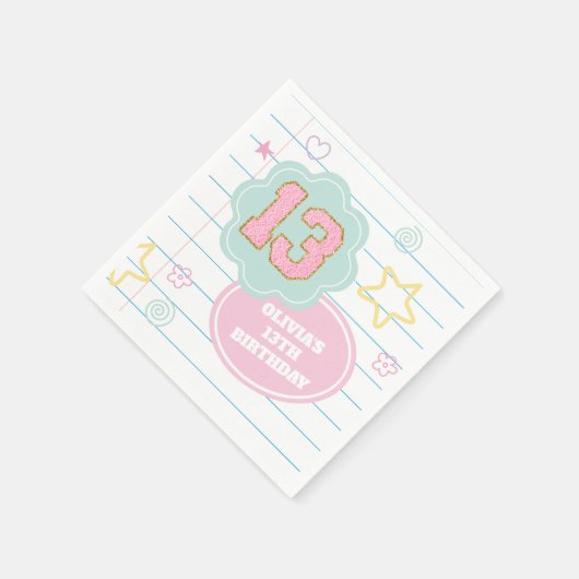 Serviette En Papier Varsity pastel patch carnet 13e anniversaire (Coin)