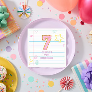 Serviette En Papier Varsity pastel patch carnet 7e anniversaire