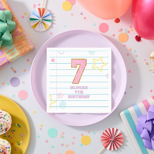 Serviette En Papier Varsity pastel patch carnet 7e anniversaire