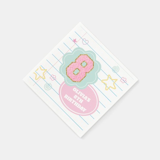 Serviette En Papier Varsity pastel patch carnet 8e anniversaire (Coin)