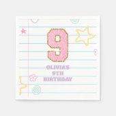 Serviette En Papier Varsity pastel patch carnet 9e anniversaire (Devant)
