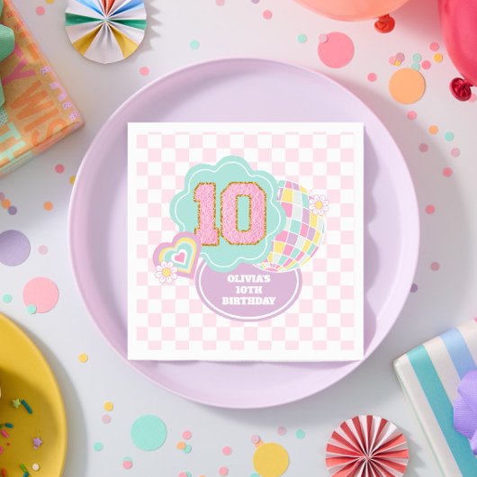 Serviette En Papier Varsity preppy pastel patch 10e anniversaire