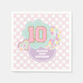 Serviette En Papier Varsity preppy pastel patch 10e anniversaire (Devant)