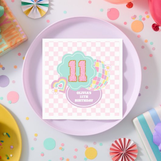 Serviette En Papier Varsity preppy pastel patch 11e Anniversaire