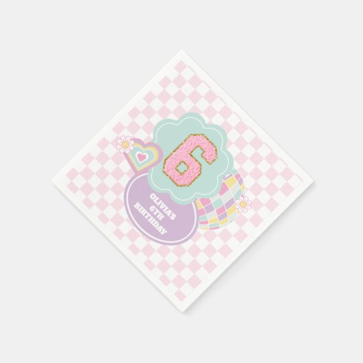 Serviette En Papier Varsity preppy pastel patch 6e anniversaire (Coin)