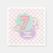 Serviette En Papier Varsity preppy pastel patch 7e anniversaire (Devant)