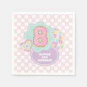 Serviette En Papier Varsity preppy pastel patch 8e anniversaire (Devant)