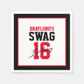 Serviette En Papier Varsity Style Rouge Swag 16 Anniversaire (Devant)