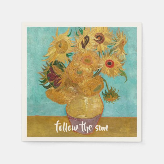 Serviette En Papier Vase avec douze tournesols par Vincent Van Gogh (Devant)