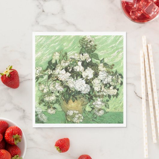 Serviette En Papier Vase avec Roses - Van Gogh (En situation)