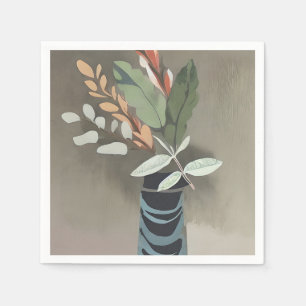 Serviette En Papier Vase de feuilles art minimaliste 