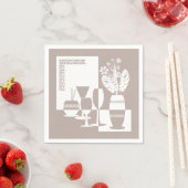 Serviette En Papier Vase de peinture avec fleurs et verres à vin clair (En situation)