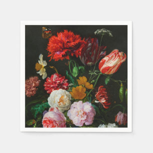 Serviette En Papier Vase de verre avec des fleurs