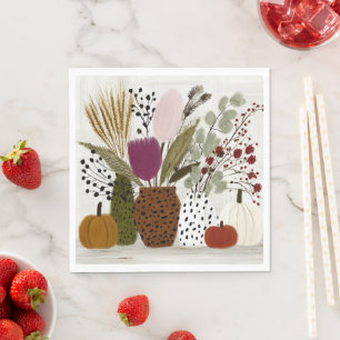 Serviette En Papier Vases tachetés léopard prune et olive