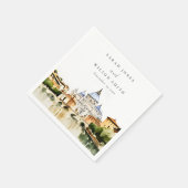Serviette En Papier Vatican Rome Italie Aquarelle Paysage Mariage (Coin)