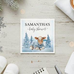 Serviette En Papier Veau de vache bébé Noël hiver ferme