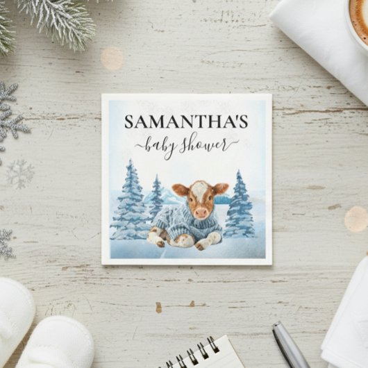 Serviette En Papier Veau de vache bébé Noël hiver ferme