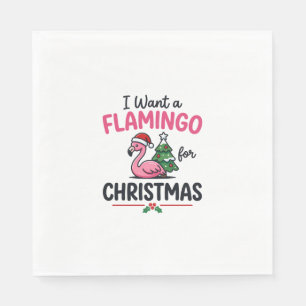 Serviette En Papier Vecteur de citation de Noël de flamant rose